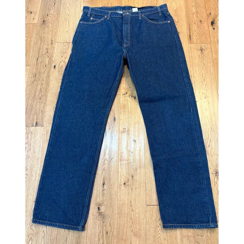 Levis 505 Orange Tab Regular Fit Straight Leg Jeans Dark Wash 42x34 Mens